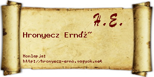 Hronyecz Ernő névjegykártya